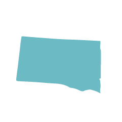 Silhouette of the state of South Dakota paited in sky blue